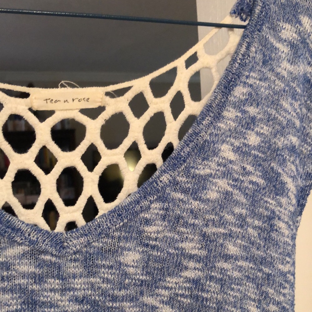 Crochet-Back Blue Tank - Picture 2 of 6